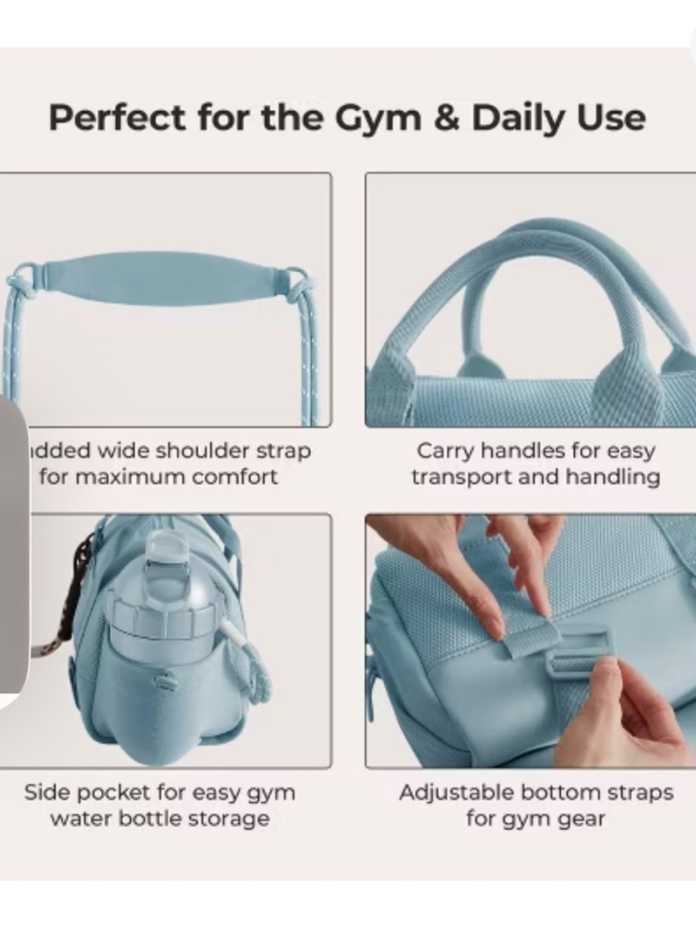 BAGSMART Mini Duffle Bag - Light Blue - Picture 6 of 14